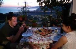 Dinner enjoyed in the garden at the sunset