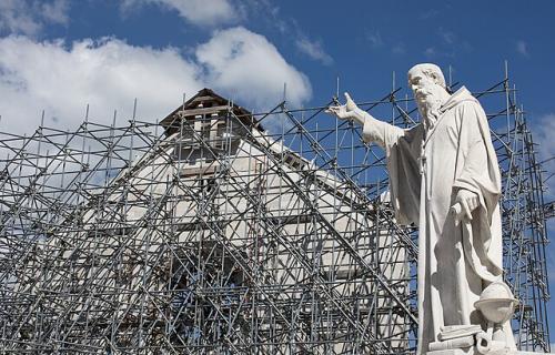 Basilica di San Benedetto under construction in 2020